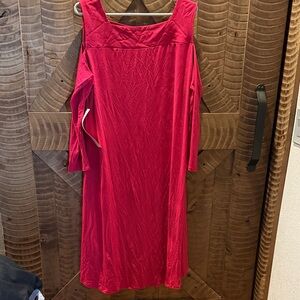 Ashro Vibrant Dark Pink or Red Long Sleeve Dress